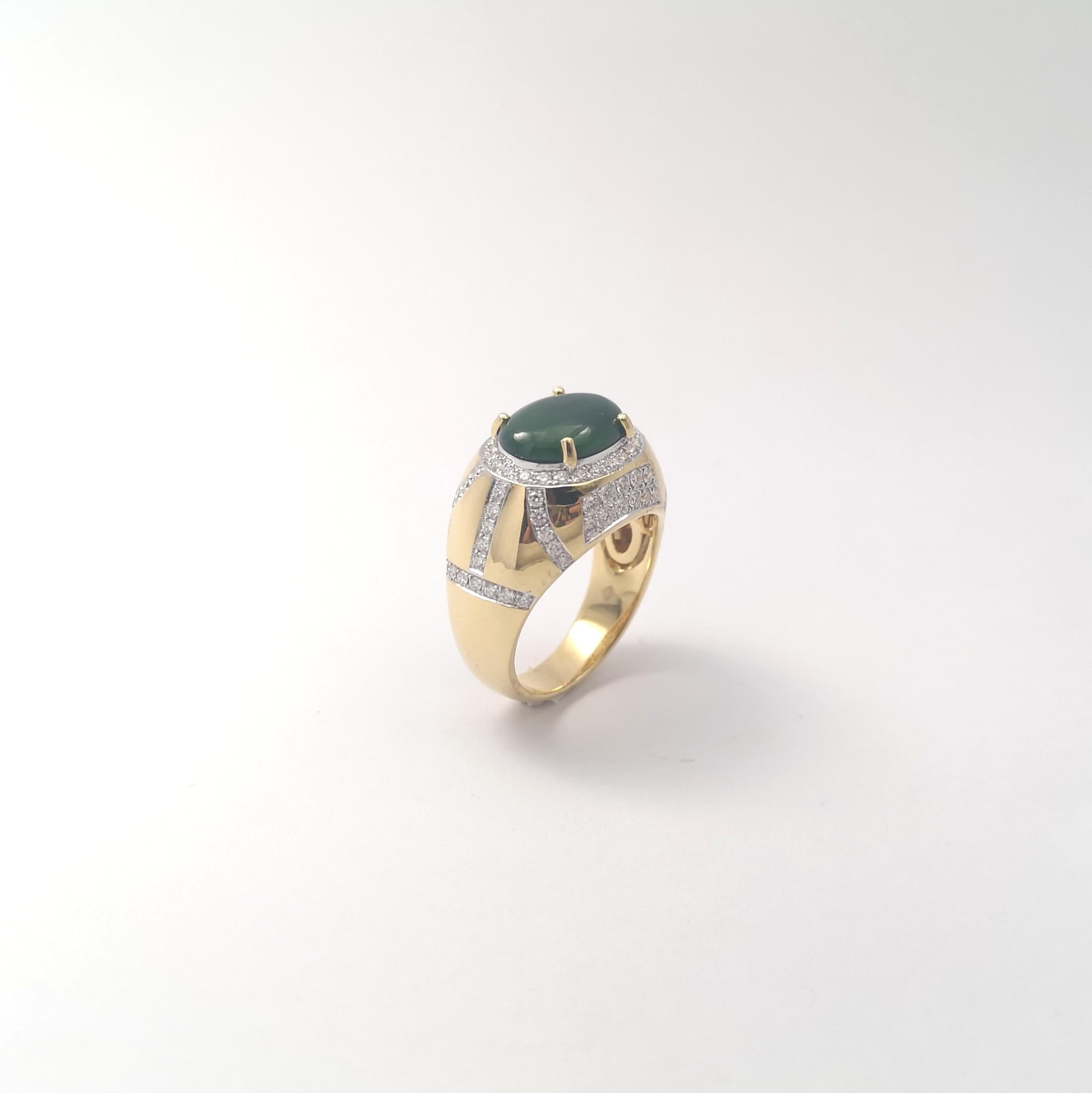 Anillo de Jade con Diamantes engastado en Oro de 18K en venta 7