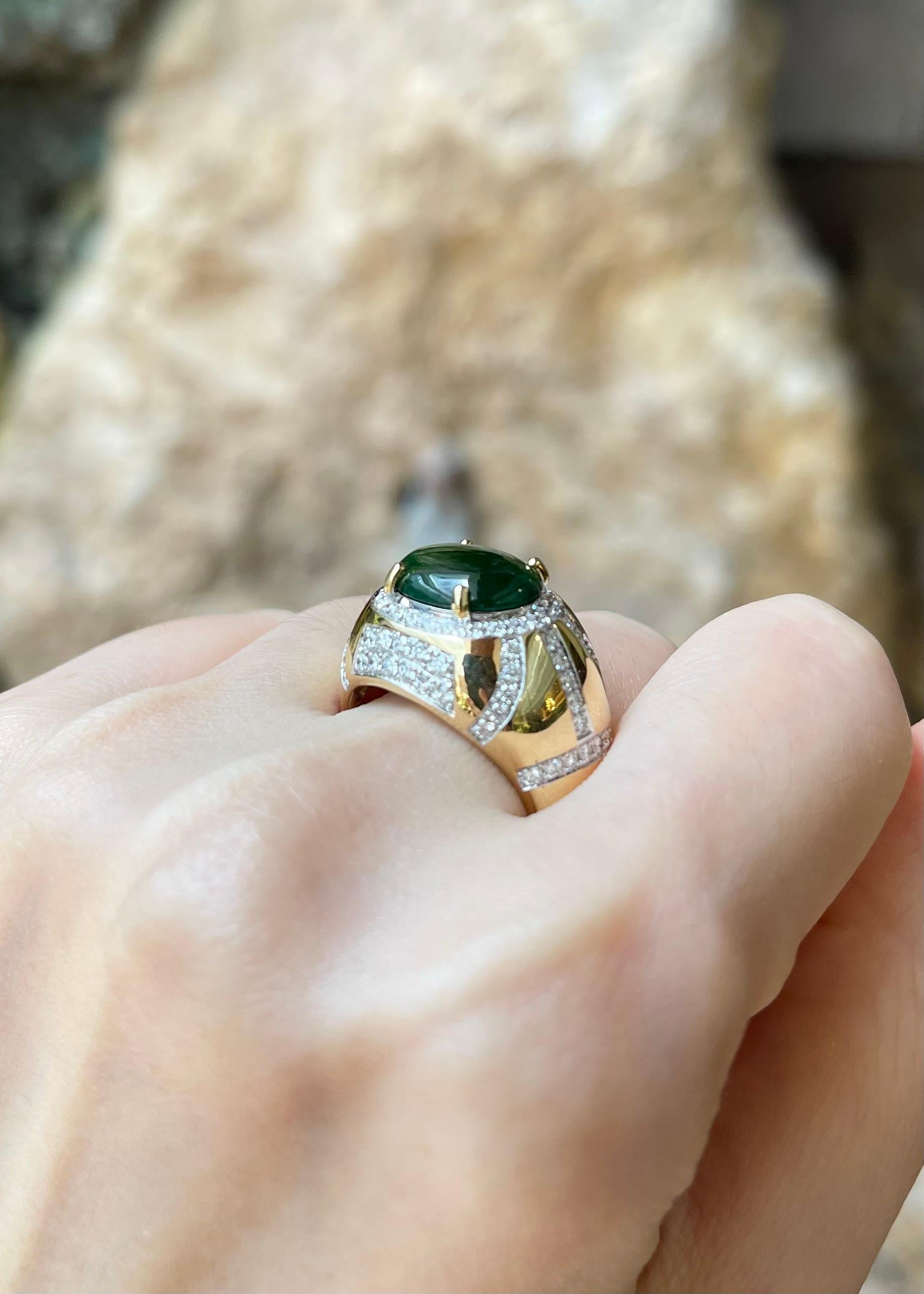 Femenino o masculino Anillo de Jade con Diamantes engastado en Oro de 18K en venta