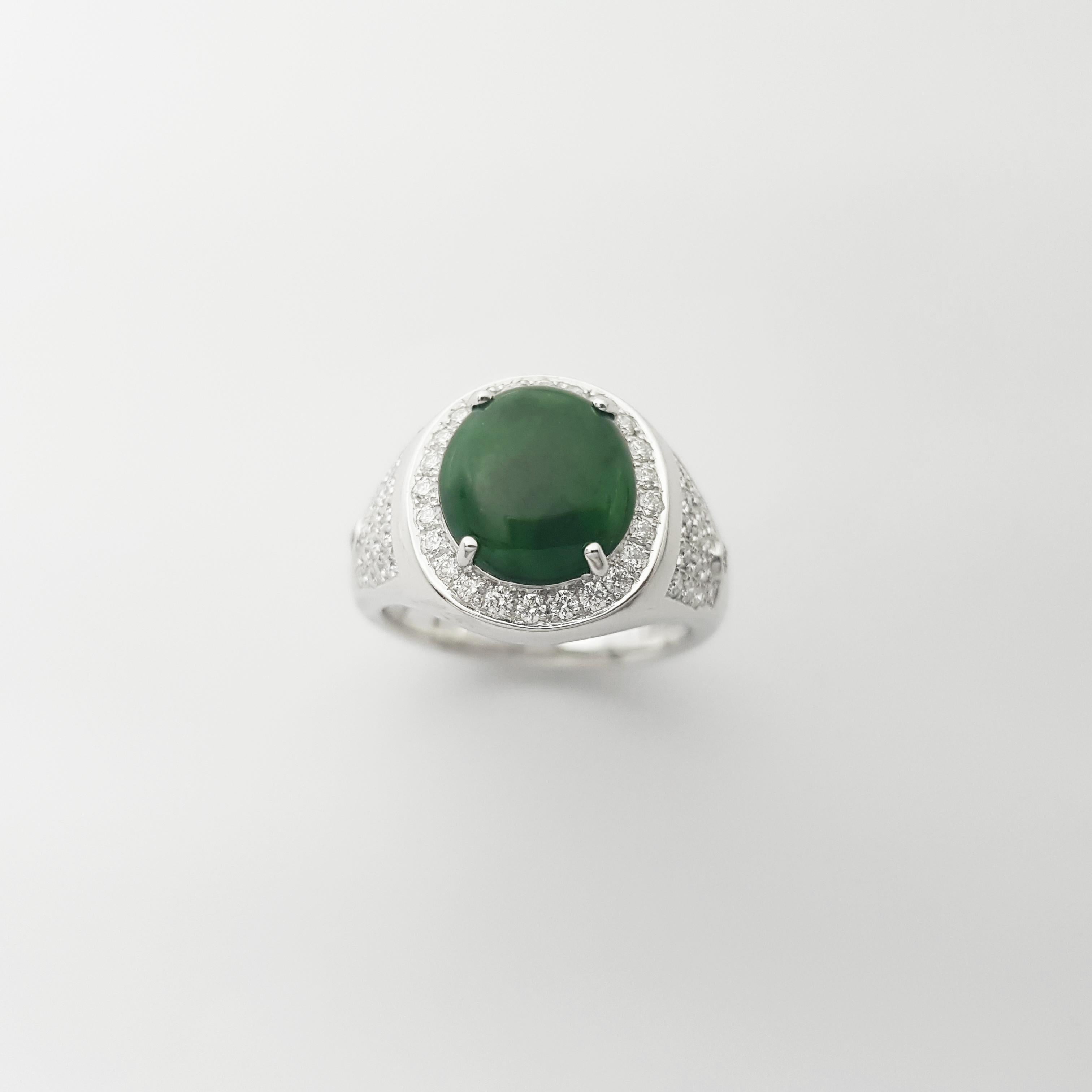 Jade mit Diamantring in Platin 950 Fassung im Angebot 4