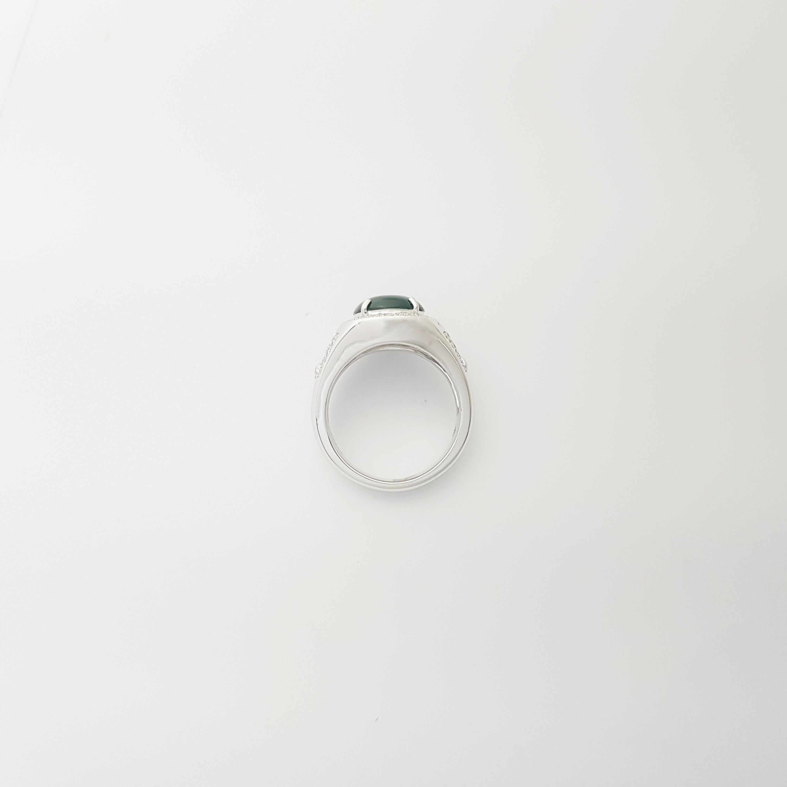 Jade mit Diamantring in Platin 950 Fassung im Angebot 5