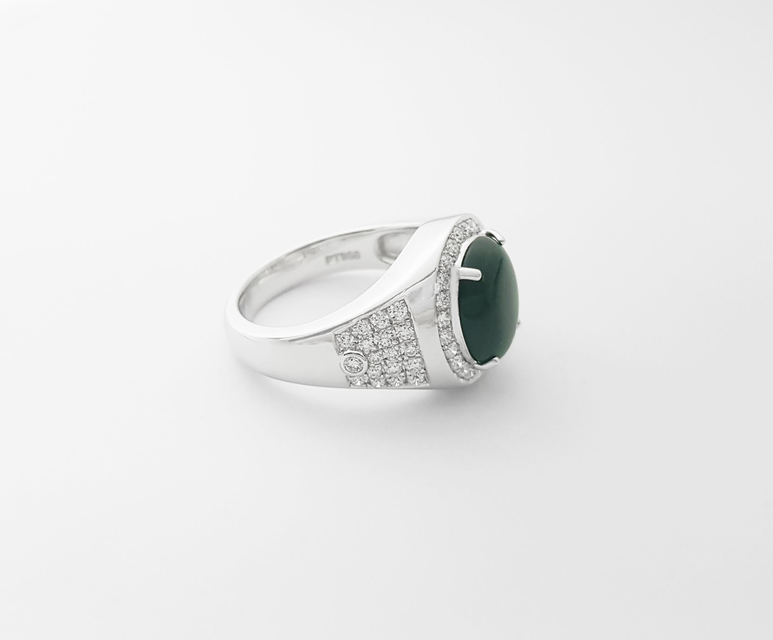Jade mit Diamantring in Platin 950 Fassung im Angebot 7