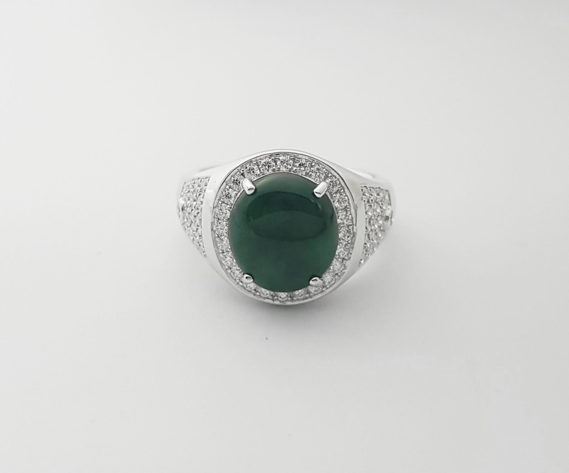 Jade mit Diamantring in Platin 950 Fassung im Angebot 8
