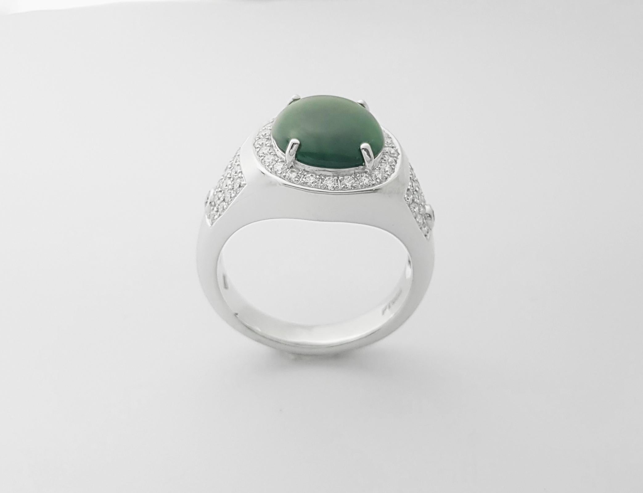 Jade mit Diamantring in Platin 950 Fassung im Angebot 9