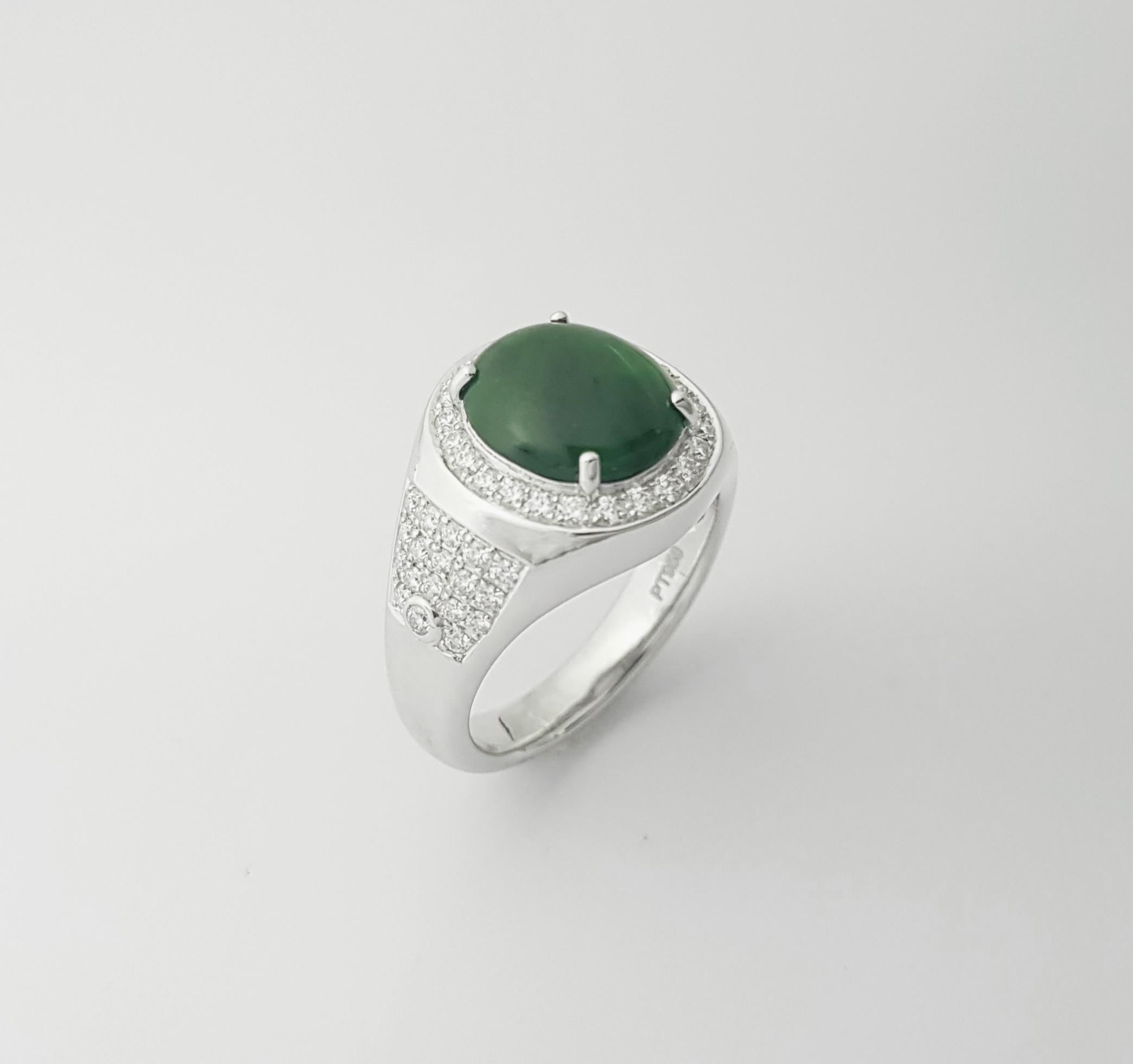 Jade mit Diamantring in Platin 950 Fassung im Angebot 10
