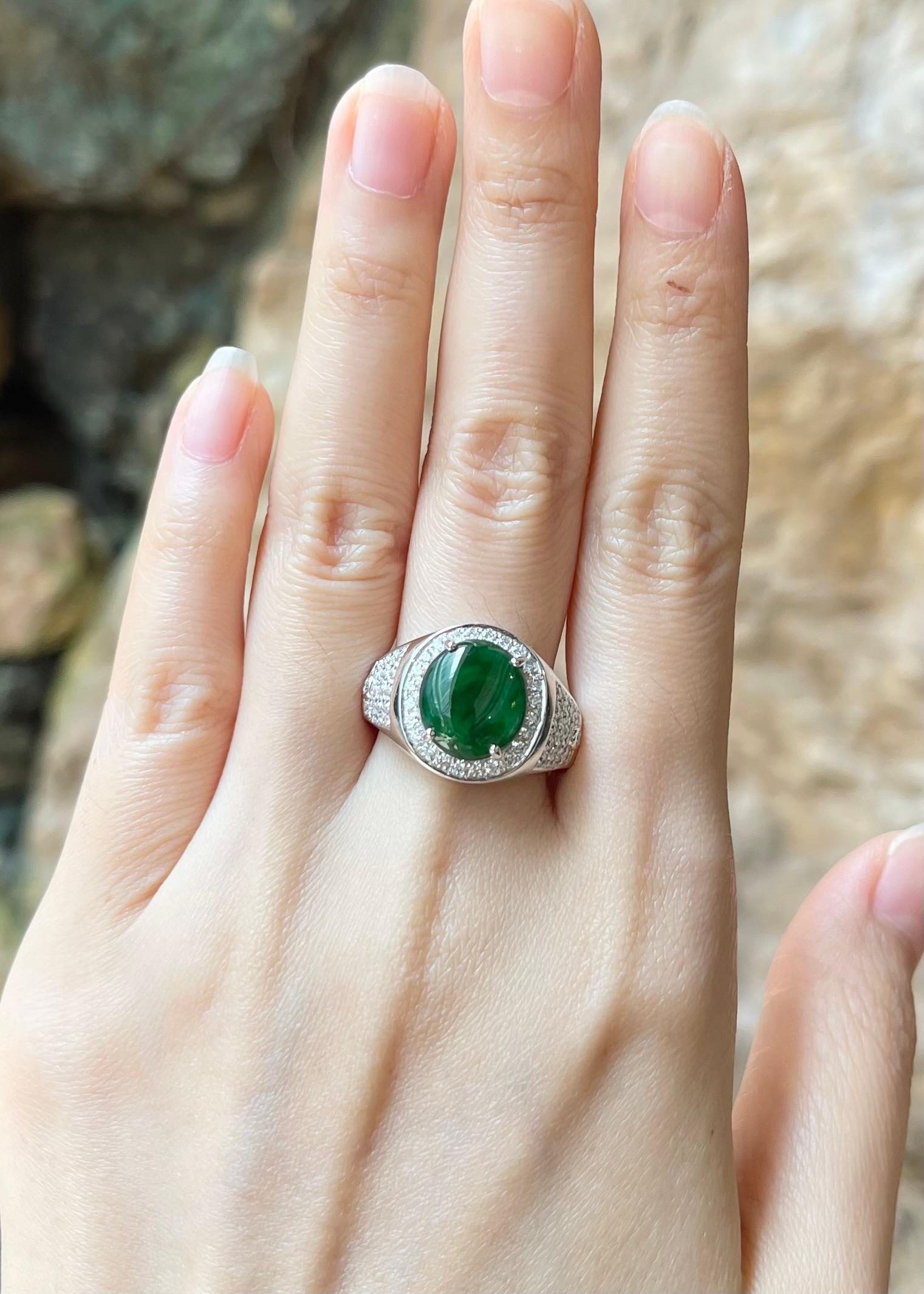 Jade 2,62 Karat mit Diamant 0,75 Karat Ring in Platin 950 Fassung

Breite:  1,4 cm 
Länge: 1,6 cm
Ringgröße: 60
Gesamtgewicht: 17,23 Gramm

