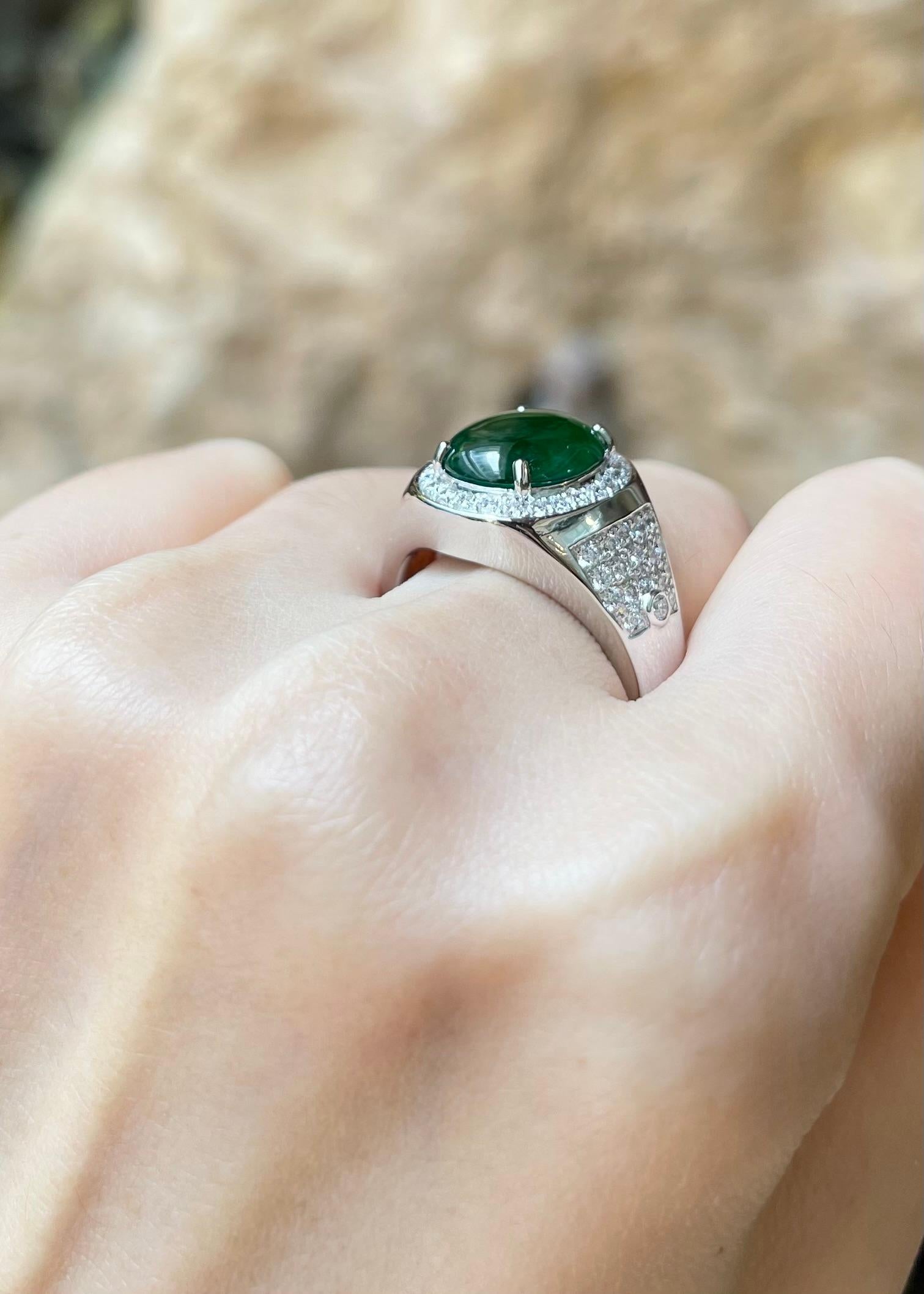 Jade mit Diamantring in Platin 950 Fassung für Damen oder Herren im Angebot