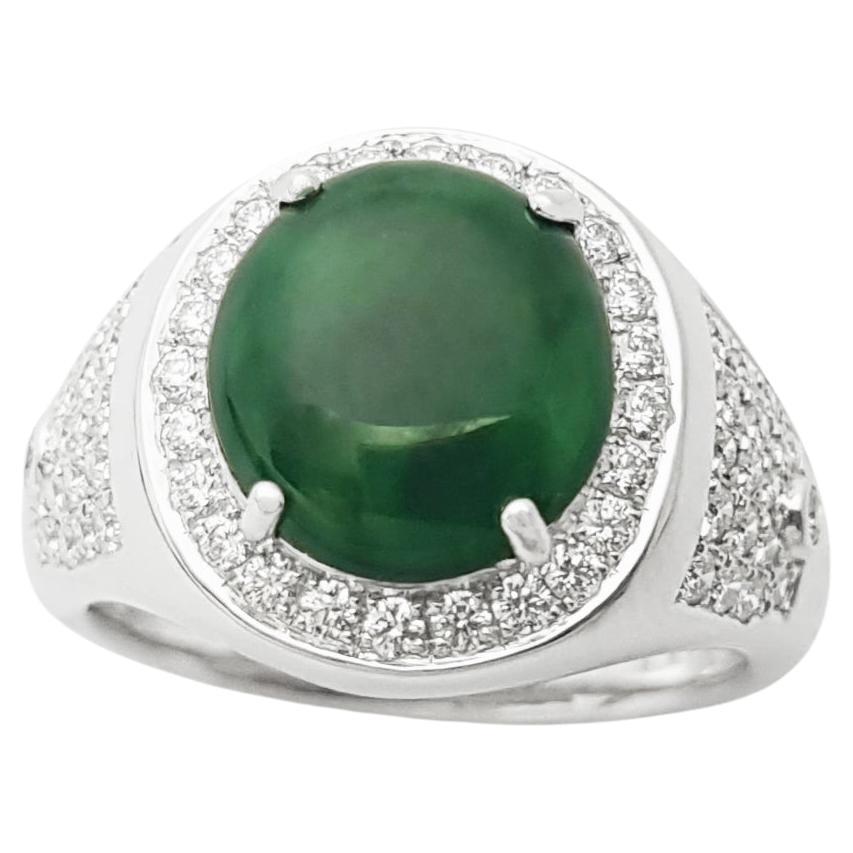 Anello di giada e diamanti con montatura in platino 950