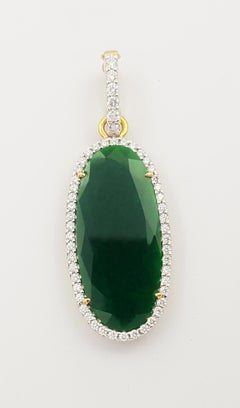 Jade with Diamond set in 18K Gold Settings