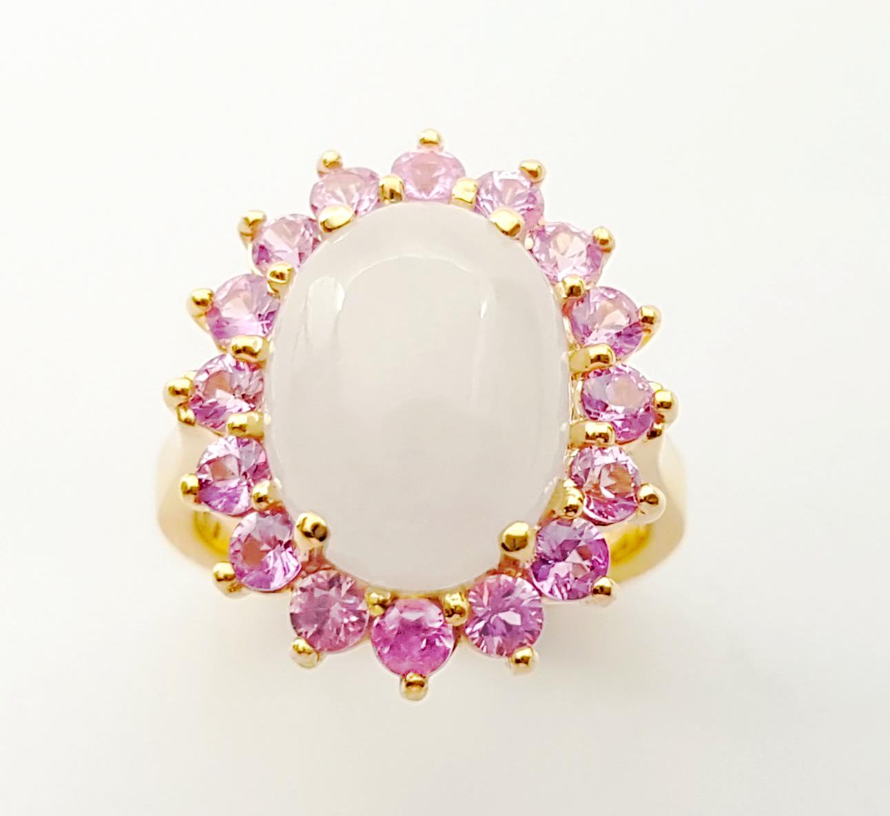 Ring aus Jade mit rosa Saphir in 14K Goldfassungen gefasst im Angebot 5