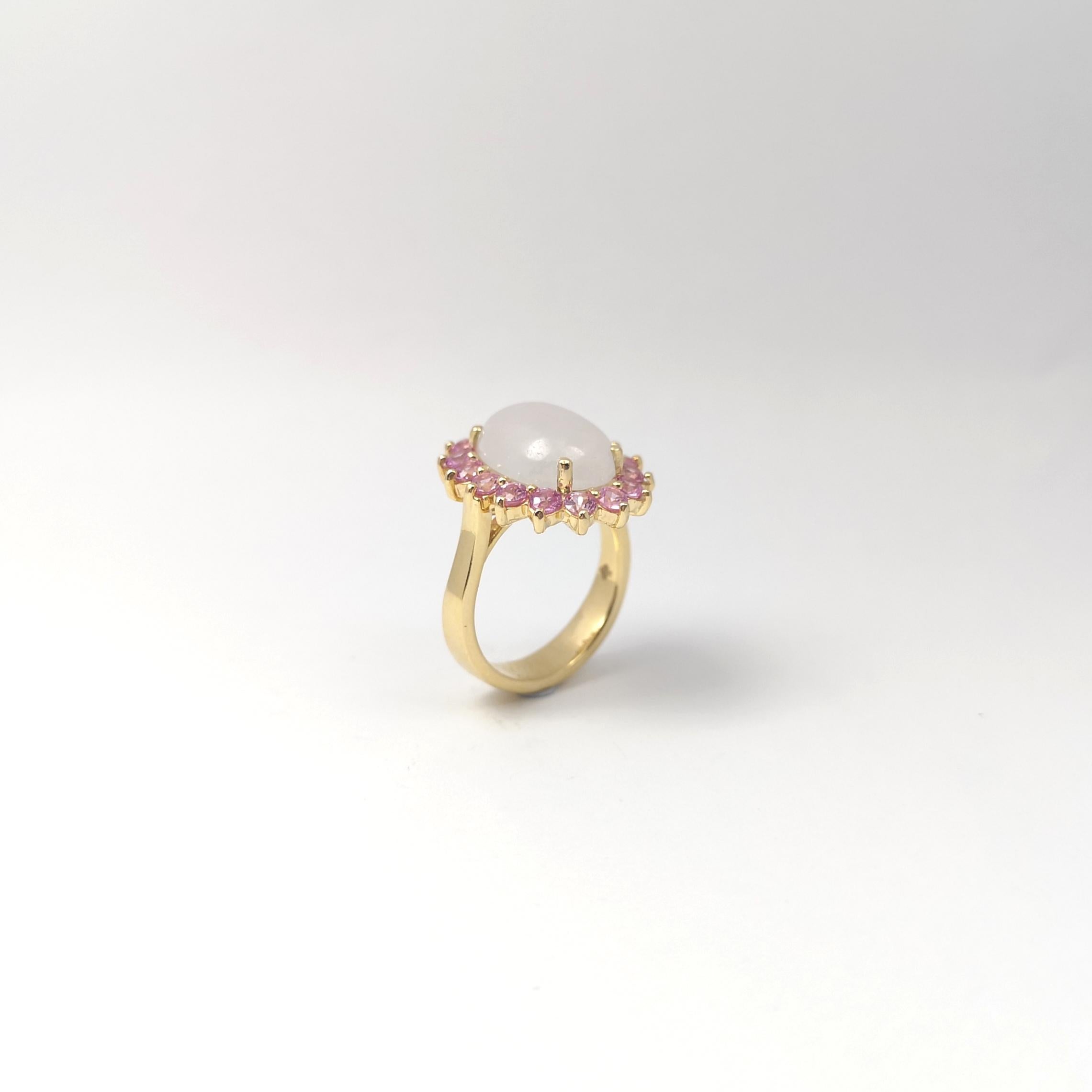 Ring aus Jade mit rosa Saphir in 14K Goldfassungen gefasst im Angebot 6