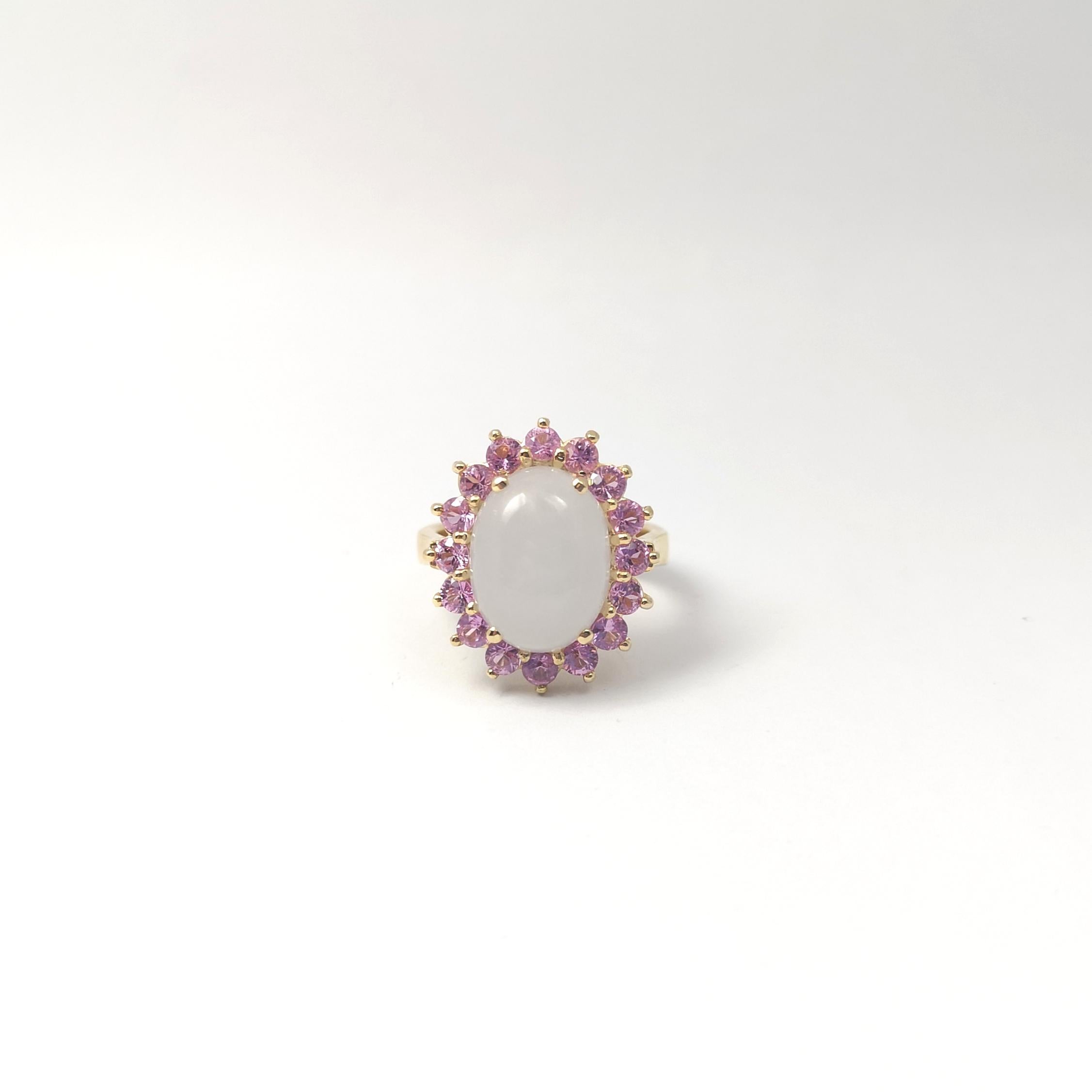 Ring aus Jade mit rosa Saphir in 14K Goldfassungen gefasst im Angebot 7
