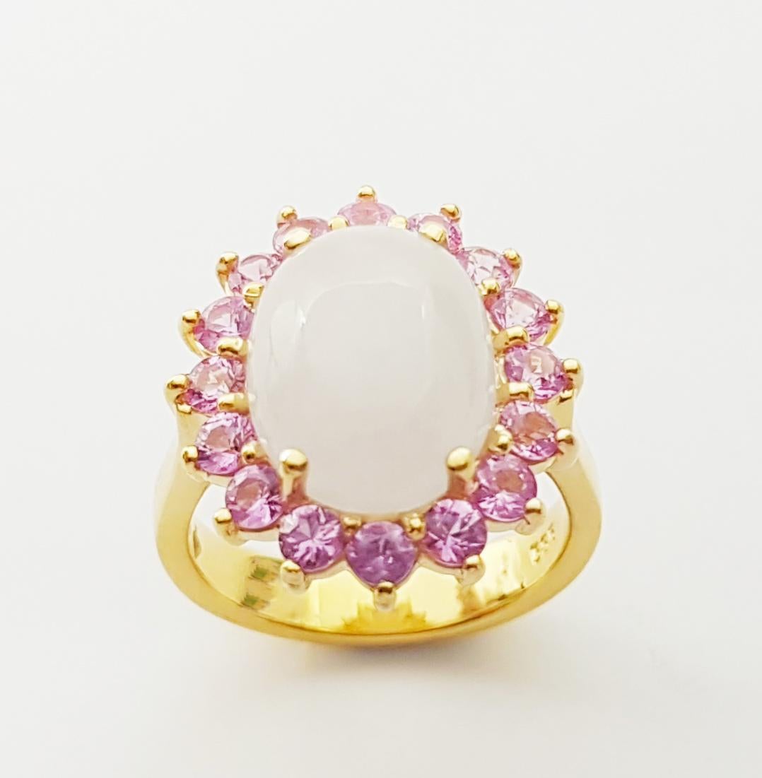Ring aus Jade mit rosa Saphir in 14K Goldfassungen gefasst im Angebot 8