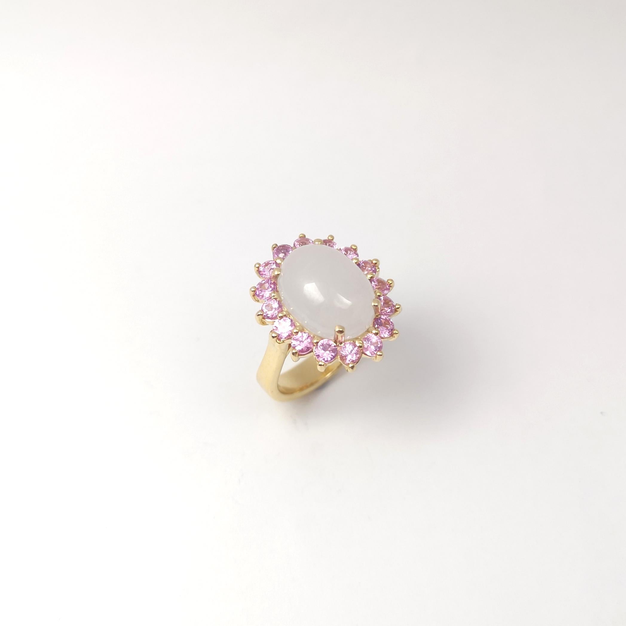 Ring aus Jade mit rosa Saphir in 14K Goldfassungen gefasst im Angebot 9
