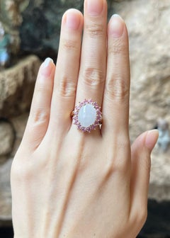 Anillo de Jade con Zafiro Rosa engastado en Oro de 14K