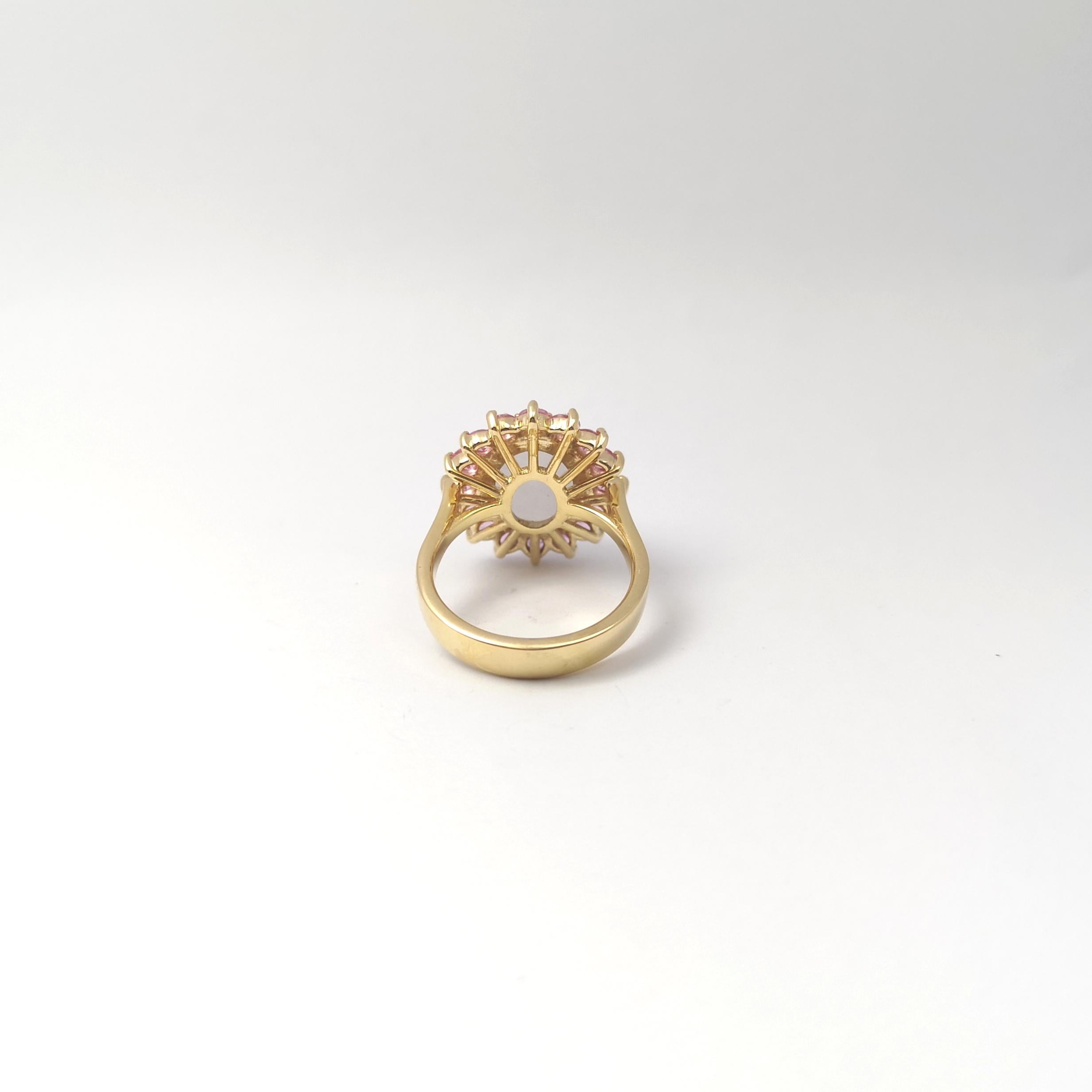 Ring aus Jade mit rosa Saphir in 14K Goldfassungen gefasst im Angebot 3