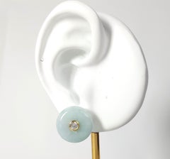 Jade with White Sapphire Earrings set in 18K Gold Settings