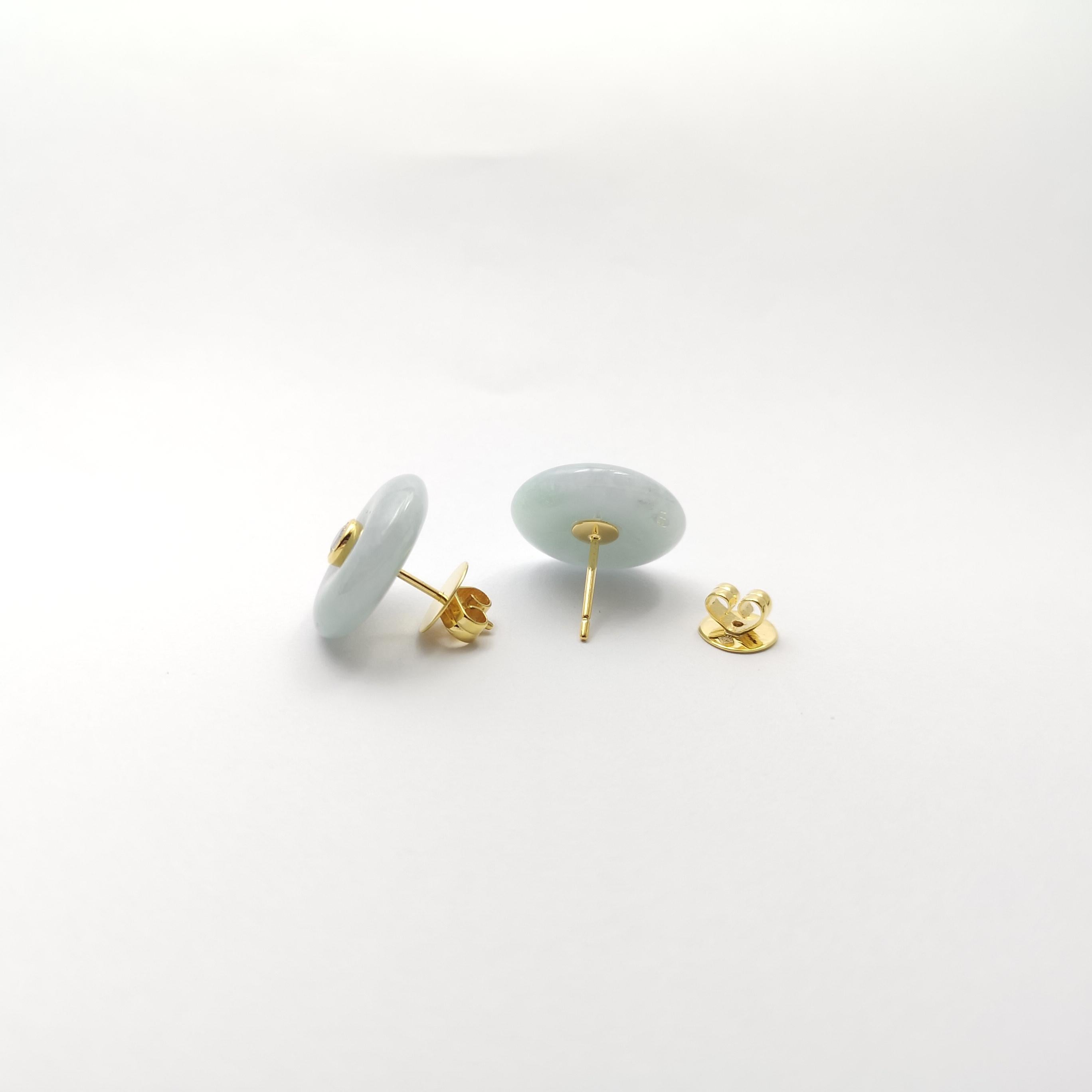 Boucles d'oreilles en Jade et Saphir blanc montées sur or 18K en vente 1