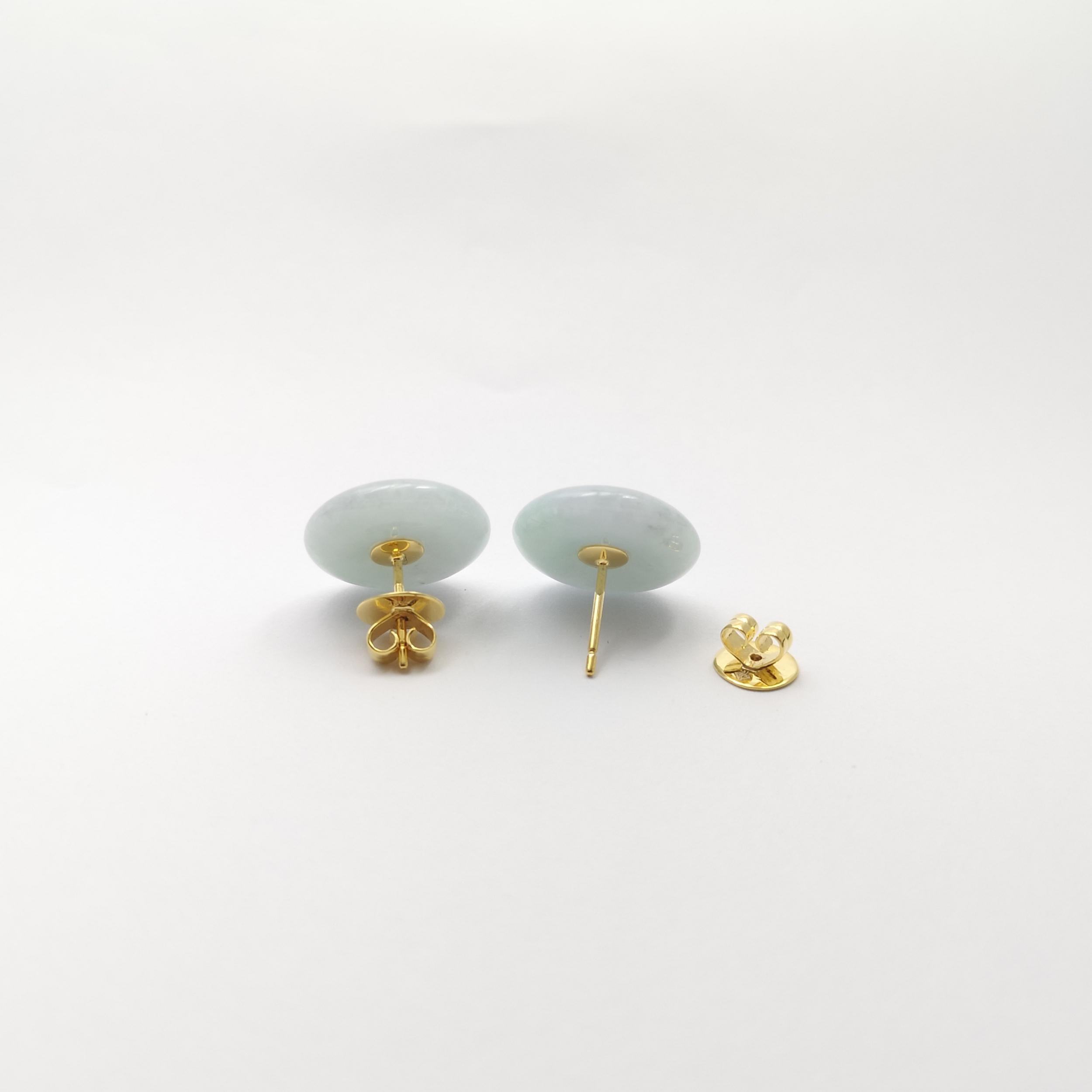 Boucles d'oreilles en Jade et Saphir blanc montées sur or 18K en vente 2