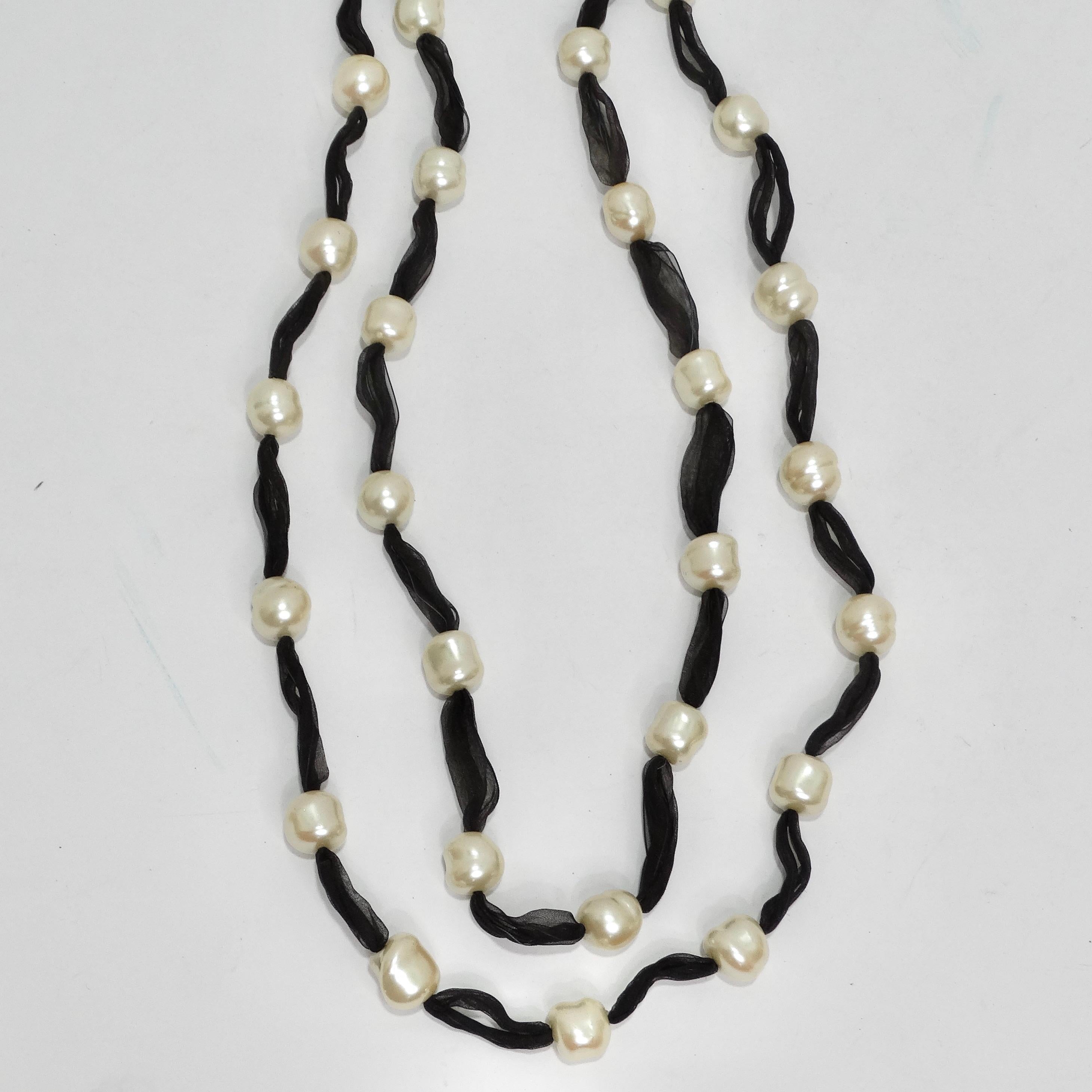 Set aus 2 langen Süßwasserperlen-Halsketten mit Schleifen aus Jaded Jewels im Angebot 3