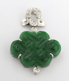 Jadeit, 18 Karat Weißgold Love Knot-Anhänger