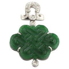Jadeite, 18k White Gold Love Knot Pendant