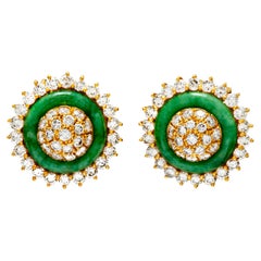 Jadeite and Diamond Earrings