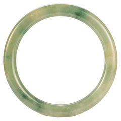 Antique Jadeite Bangle Highly Translucent Watery Green Certified Untreated Small