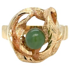 Jadeite Bead Ribbon Ring – 14k Yellow Gold