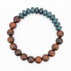 Jadeite Bead & Rosewood Stretch Bracelet
