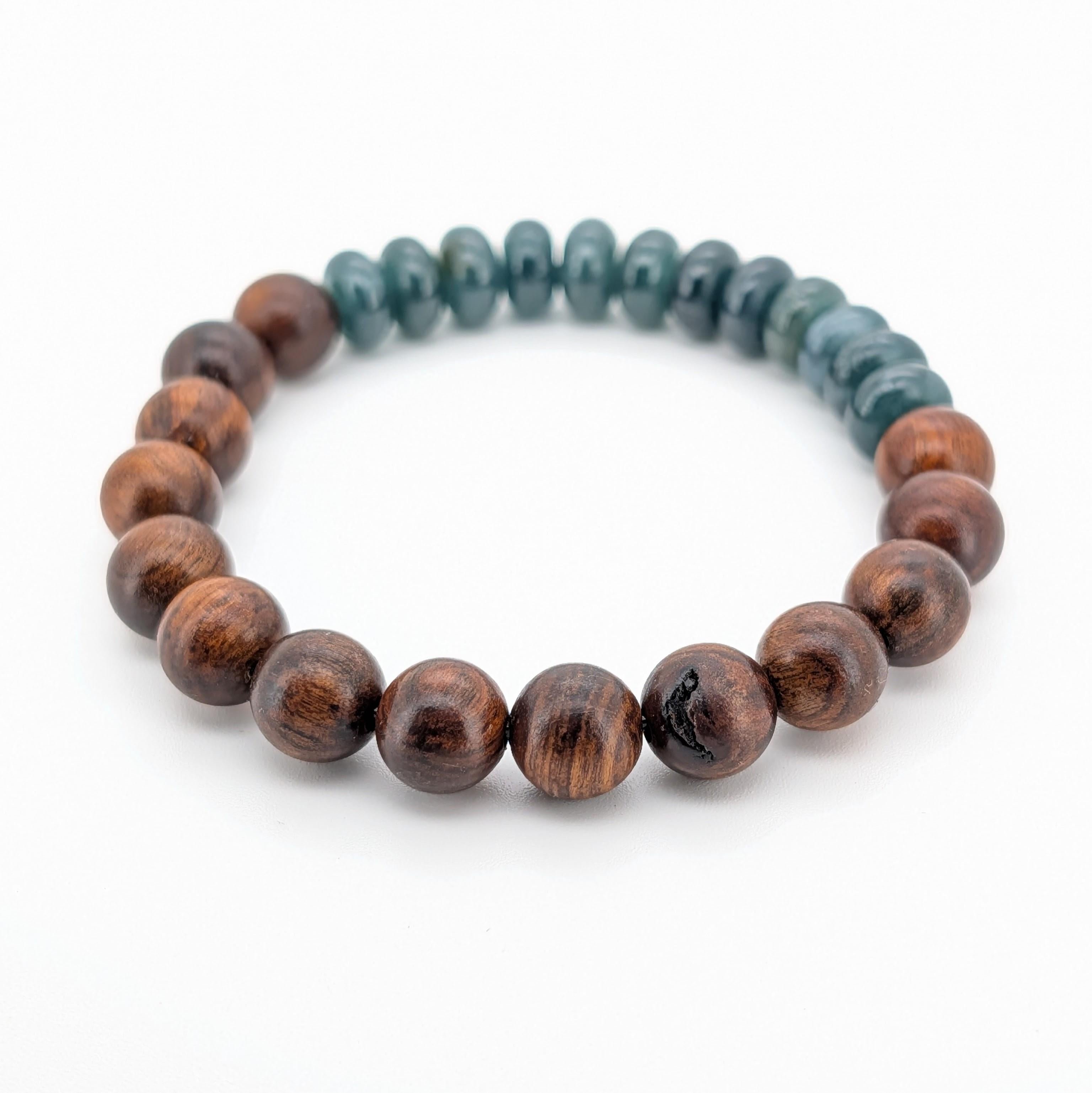 De los hombres Pulsera elástica de cuentas de jadeíta y palisandro en venta
