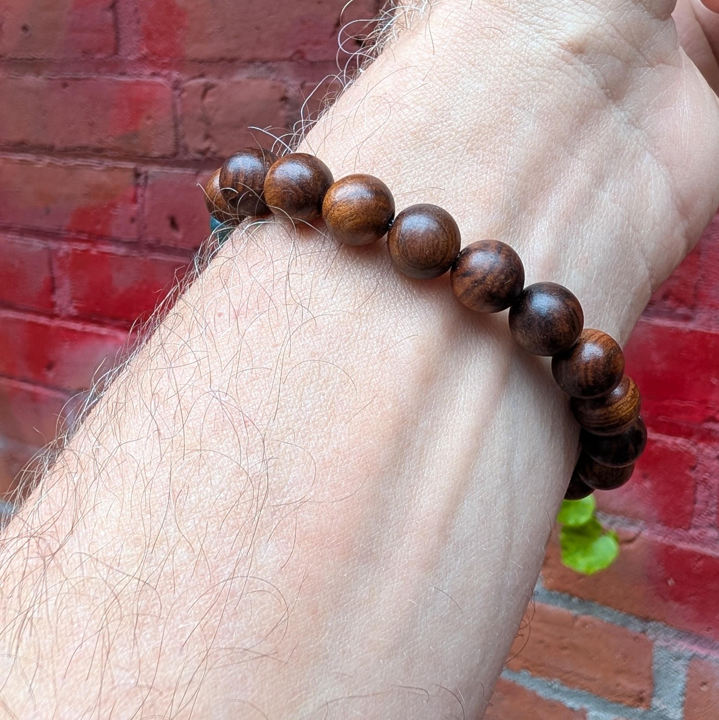 Pulsera elástica de cuentas de jadeíta y palisandro en venta 1