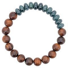 Jadeite Bead & Rosewood Stretch Bracelet
