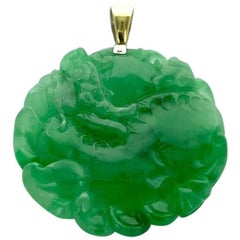 Vintage Jadeite Carved Double Side Oversized Pendant