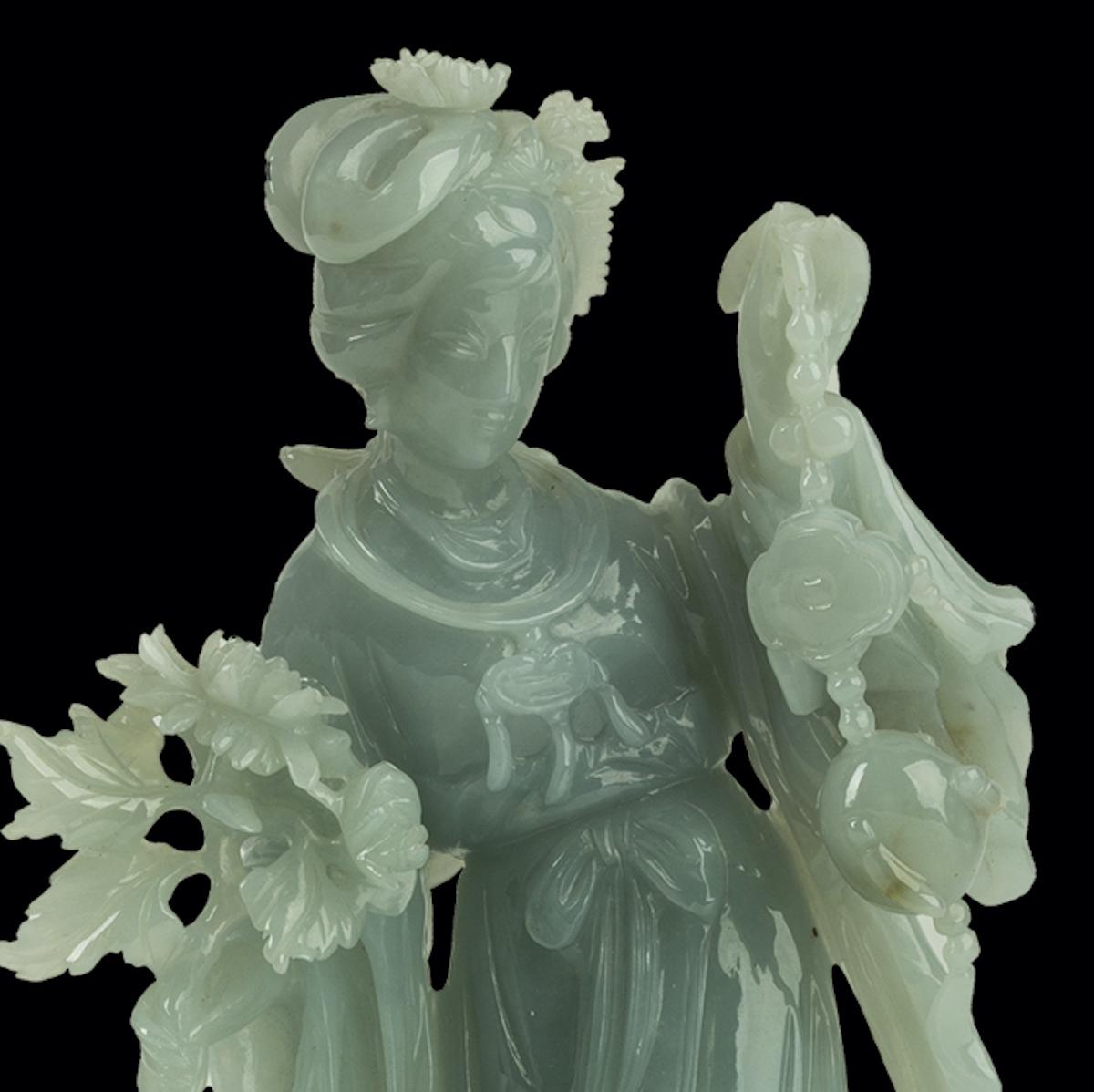 Chinese Jadeite Carving of a Standing Lady, China, 20th Century For Sale
