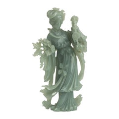 Vintage Jadeite Carving of a Standing Lady, China, 20th Century