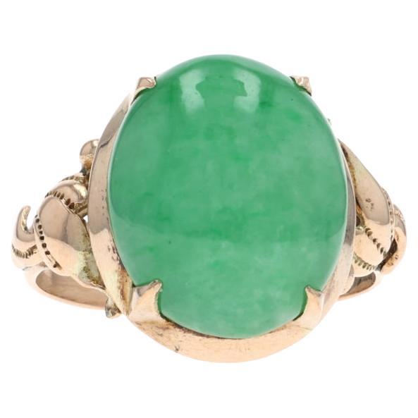 Jadeite Cocktail Solitaire Ring Oval Cabochon 9.30ct GIA For Sale
