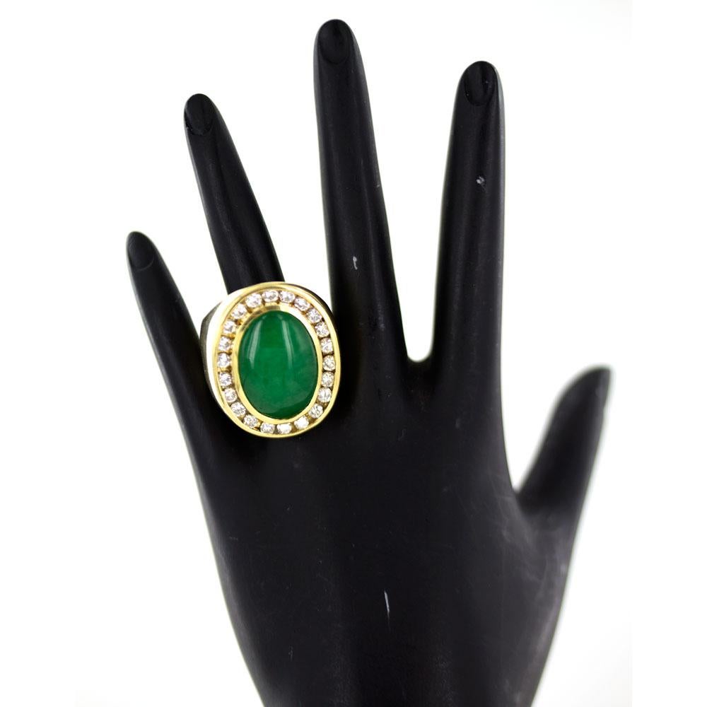 Women's or Men's Jadeite Diamond 18 Karat Yellow Gold Ring