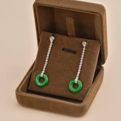 Jadeite Diamond 18K White Gold Drop Earrings