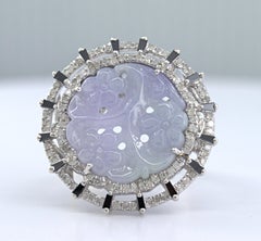 Jadeite, Diamond, 18K White Gold Ring