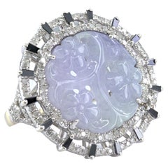 Jadeite, Diamond, 18K White Gold Ring
