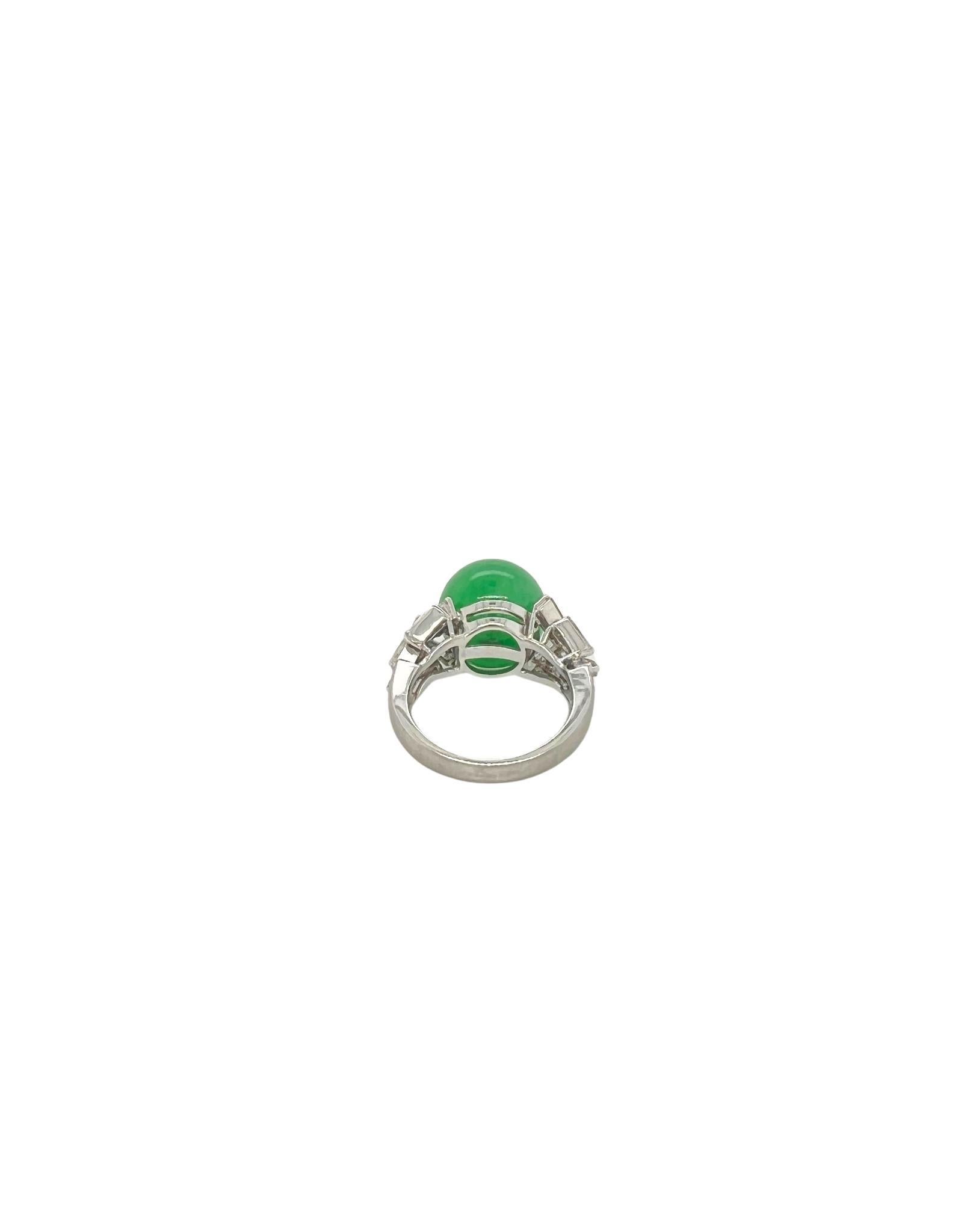 Ball Cut Jadeite, Diamond and White Gold Ring For Sale