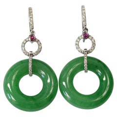 Jadeite Diamond Loop Earrings