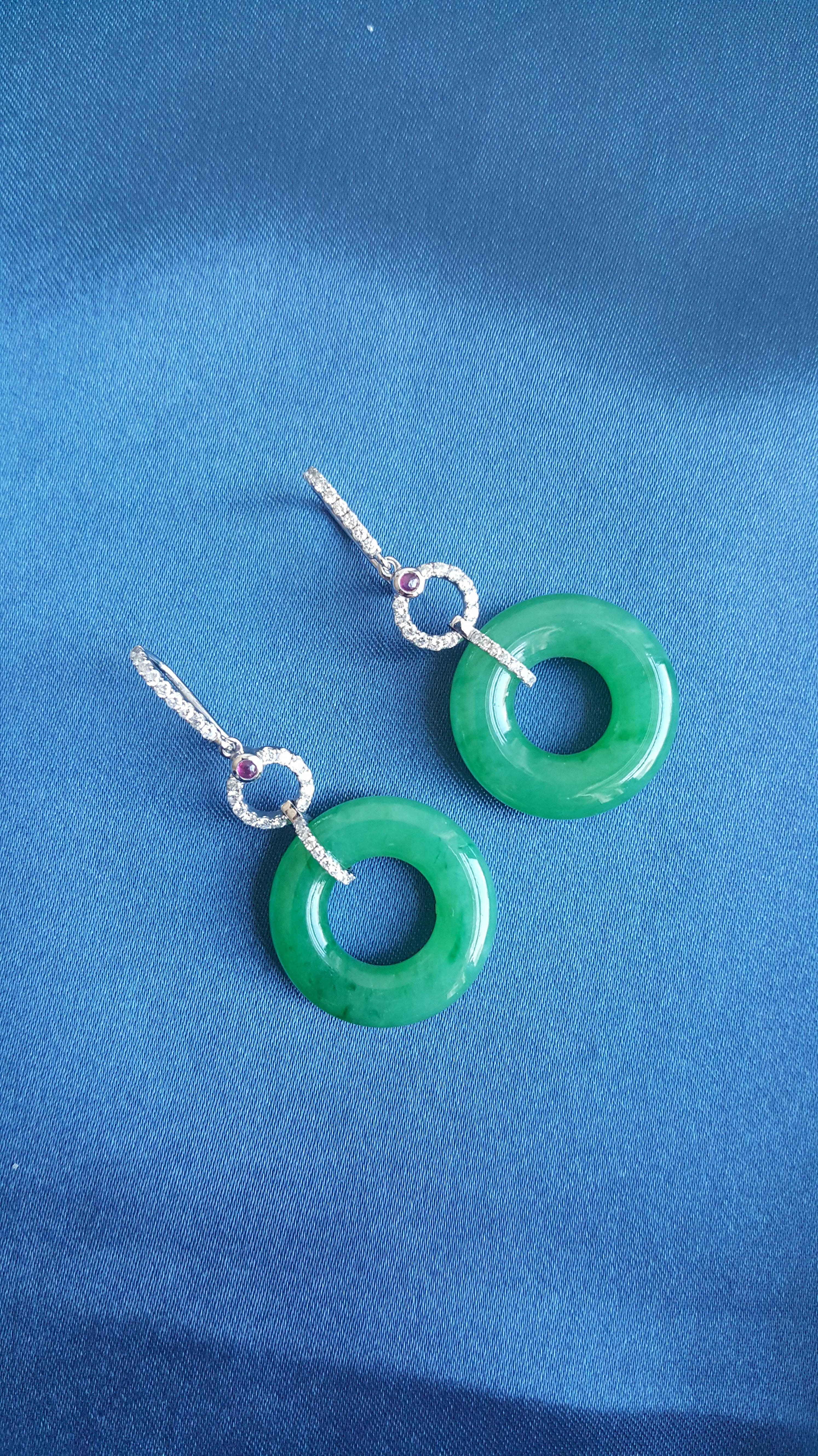 Contemporary Jadeite Diamond Loop Earrings For Sale