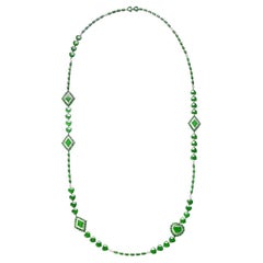 Jadeite Diamond Necklace in 18 Karat White Gold