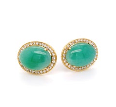 Jadeite Earrings with Diamonds in 14 Karat Yellow Gold, Mason, Kay Lab Report