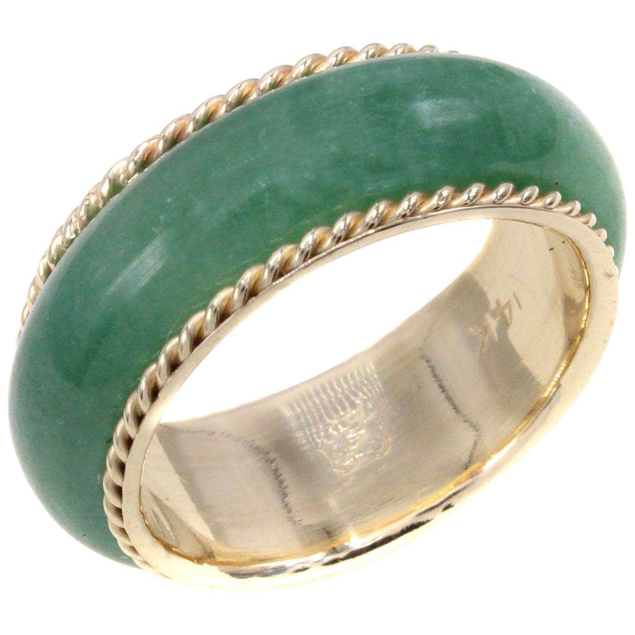 Jadeite Gold 1950s Band Ring