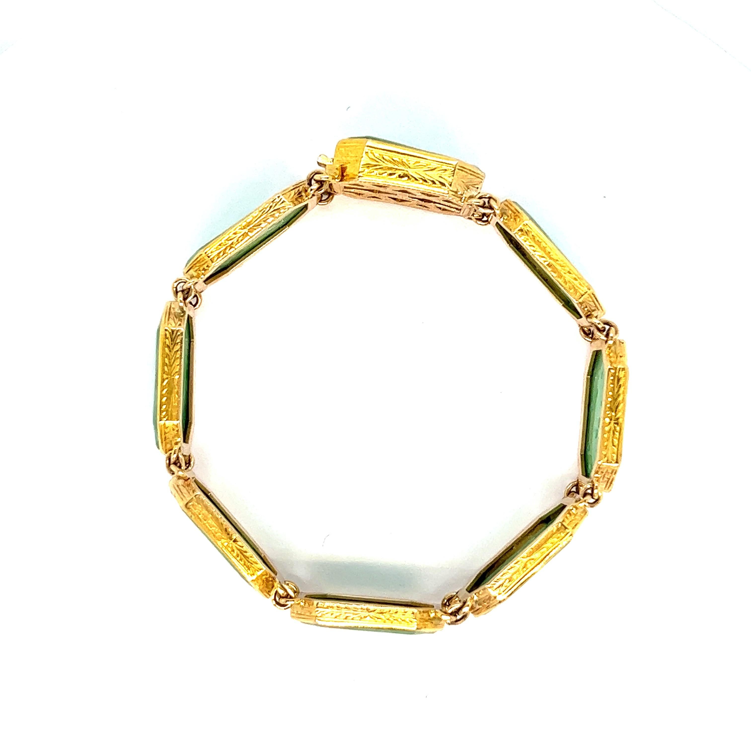 Jadeite Gold Link Bracelet For Sale 2