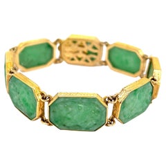Jadeite Gold Link Bracelet