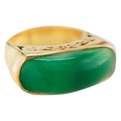 Jadeite Green Gold Ring Transparent Color, Circa 1970's