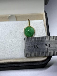 Jadeite green stud earrings yellow gold